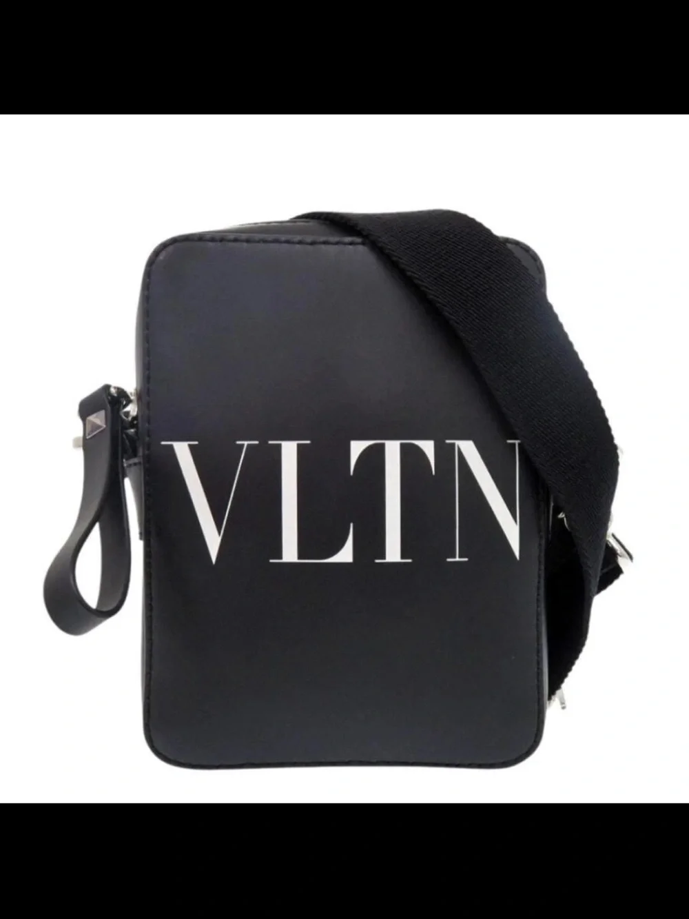 Valentino Garavani VLTN Black Leather Messenger Bag